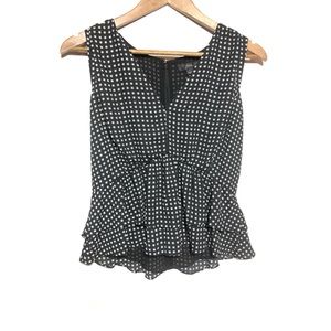 J Crew Black White Star Print Sleeveless Blouse